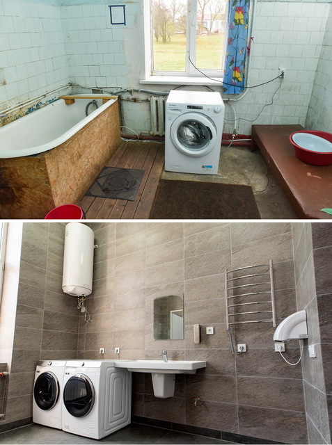 Ванна кімната у гуртожитку сімейного типу. До та після.