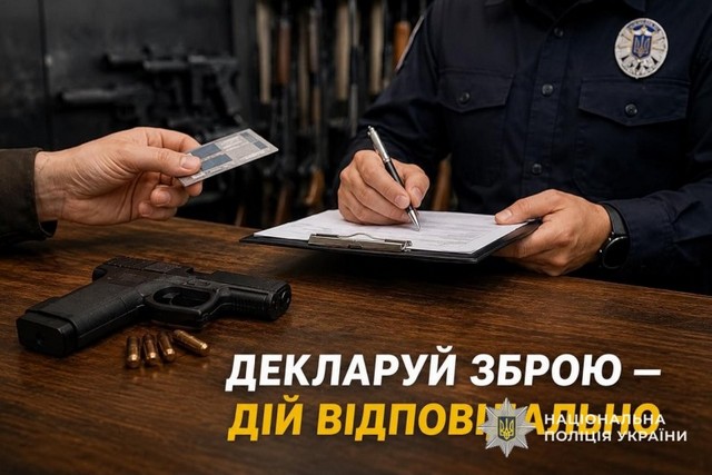 Декларування зброї триває: поліція Дніпра нагадує про необхідність дотримання вимог законодавства