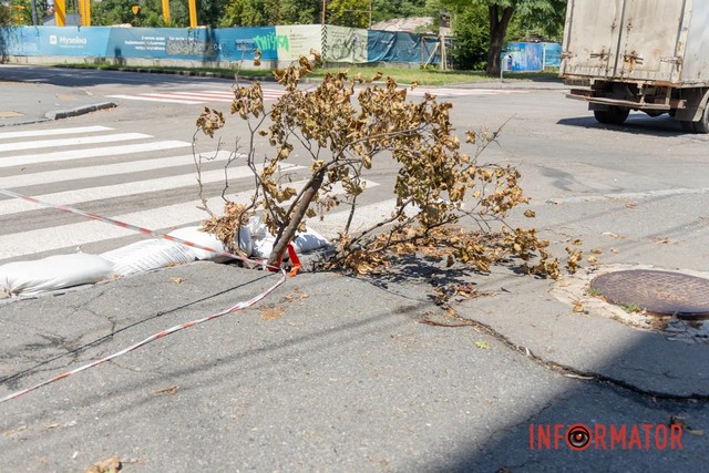 В Днепре на Героев Крут в асфальте образовалась метровая дыра