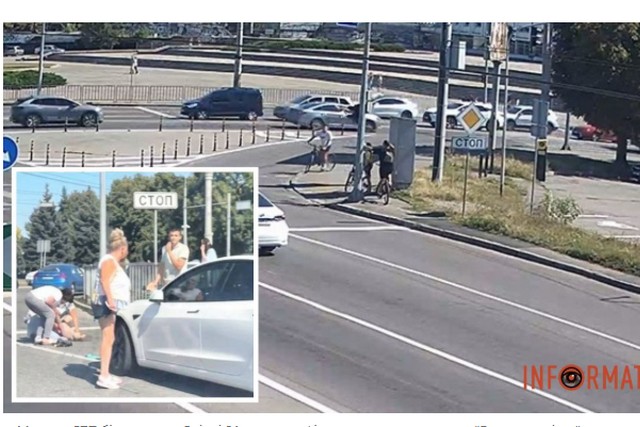В Днепре возле цирка мужчина выбежал под колеса Tesla: видео момента ДТП