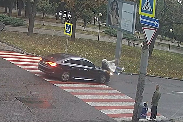 В Днепре на Яворницкого Hyundai сбил женщину на переходе: видео момента ДТП